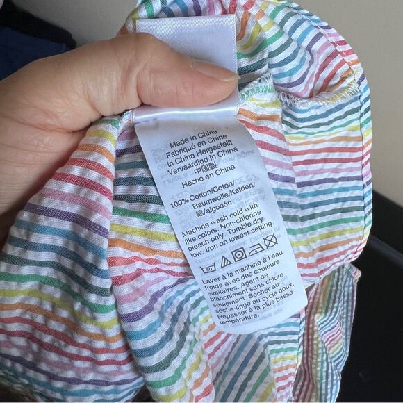 J Crew Rainbow Striped Seersucker V-neck Peplum Blouse - Picture 5 of 5